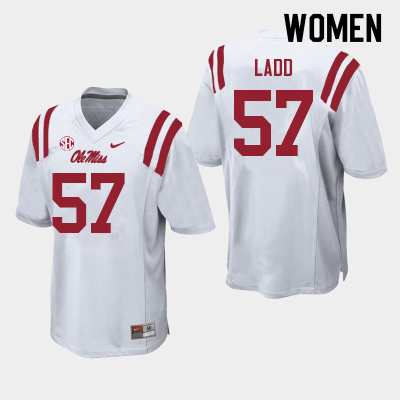 Clayton Ladd Ole Miss Rebels NCAA Women's White #57 Stitched Limited College Football Jersey FAU8758FR